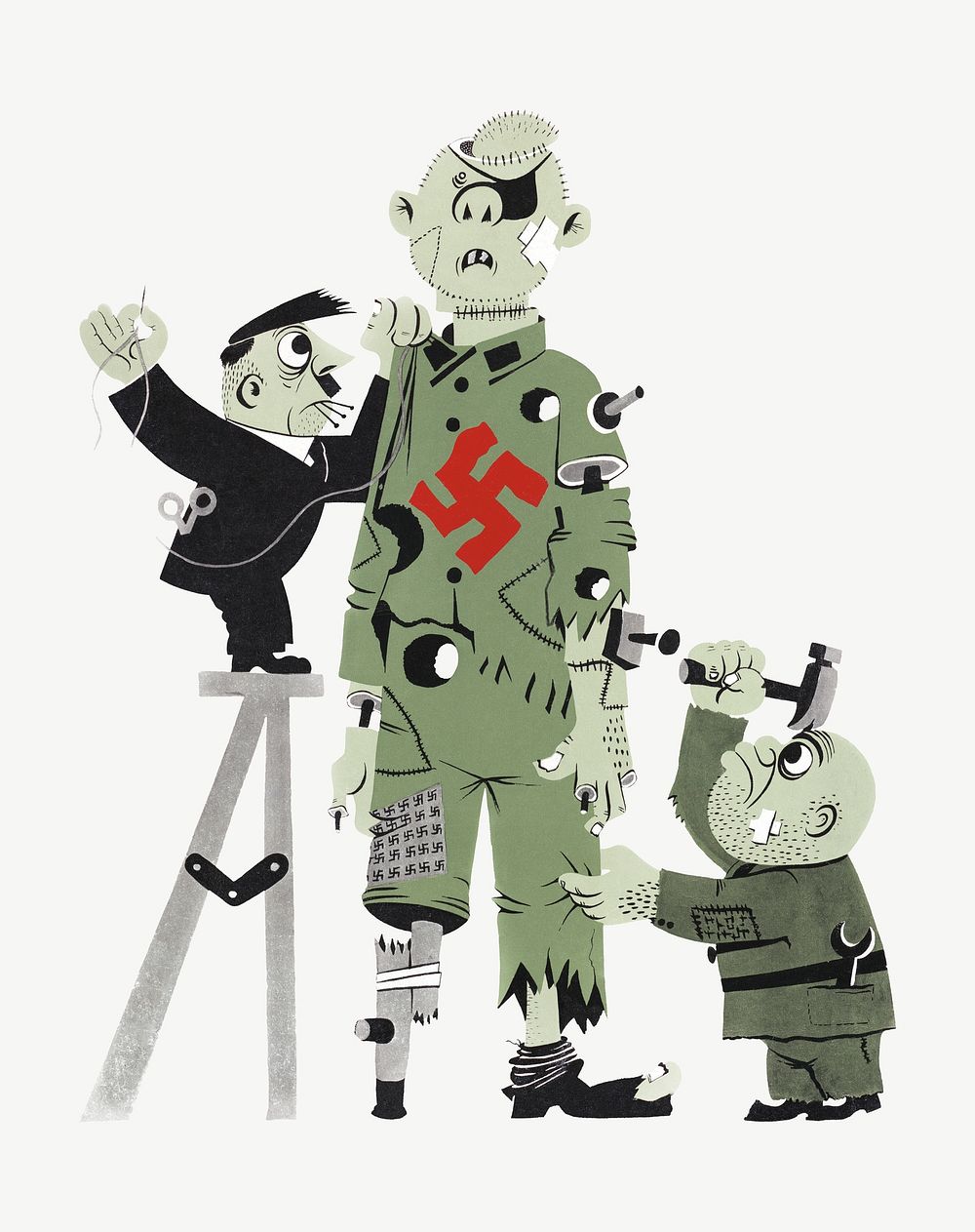 Hitler and Mussolini making puppet clipart psd.  Remixed by rawpixel.