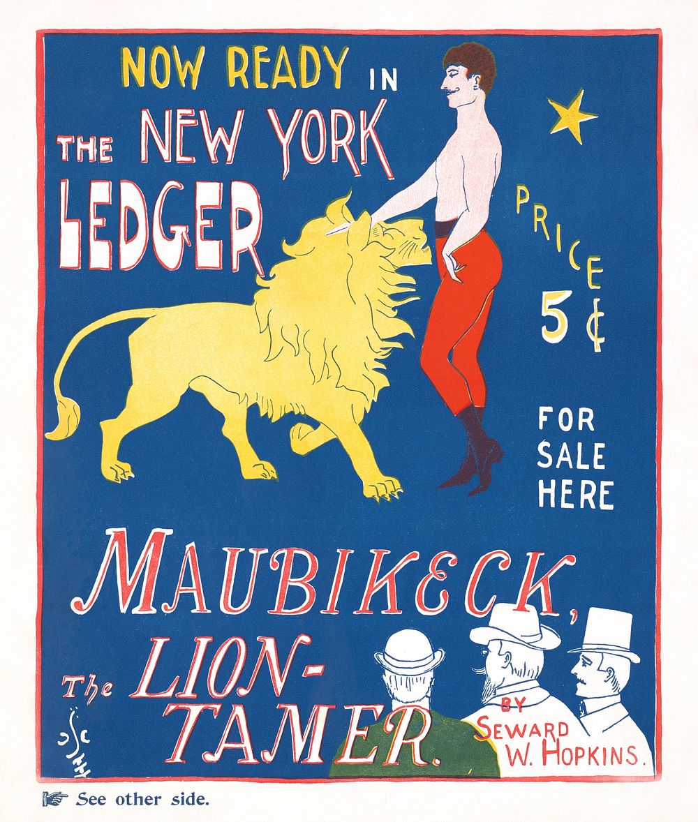 Maubikeck, the lion tamer by Seward W. Hopkins. (1890) vintage poster by George Frederick. Original public domain image from…