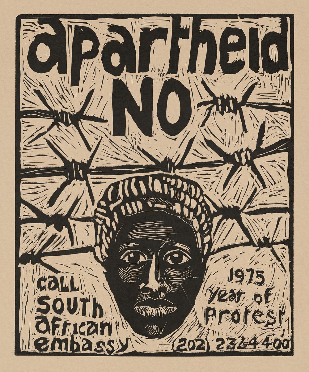 Apartheid, no (1975) vintage poster by Rachael Romero. Original public domain image from the Library of Congress. Digitally…