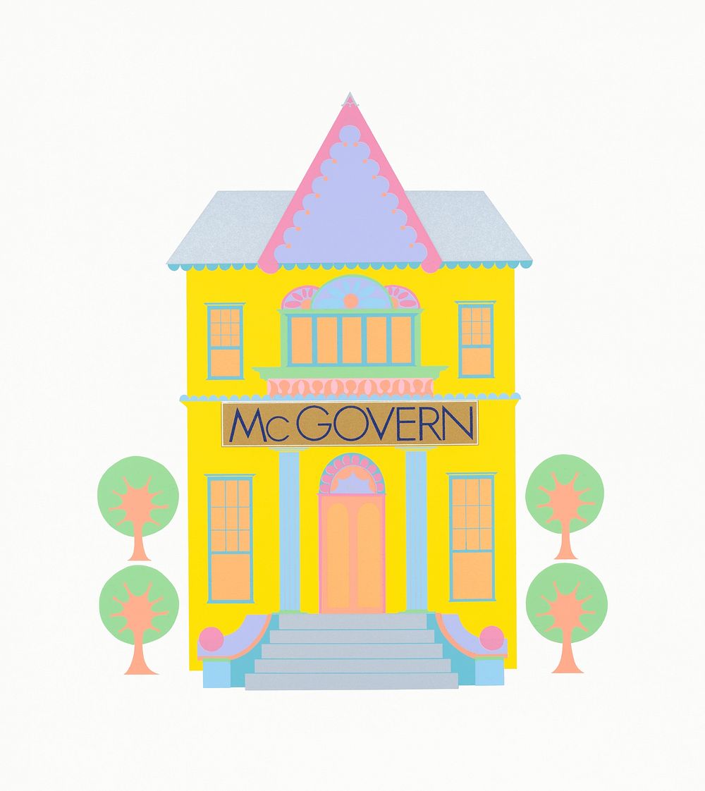 McGovern (1972) exterior of a bright yellow house poster. Original public domain image from the Library of Congress.…