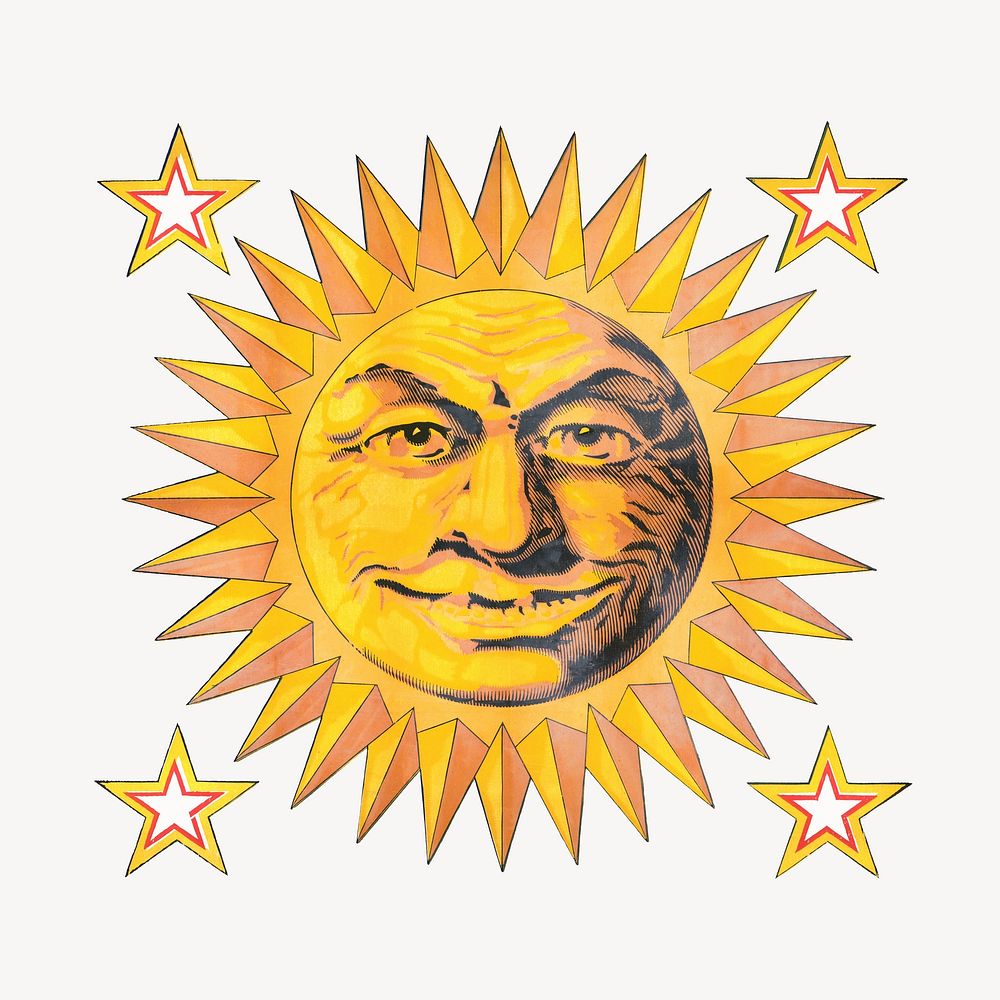 Happy sun illustration.  Remixed by rawpixel.