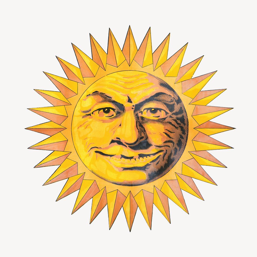 Smiling sun illustration.  Remixed by rawpixel.