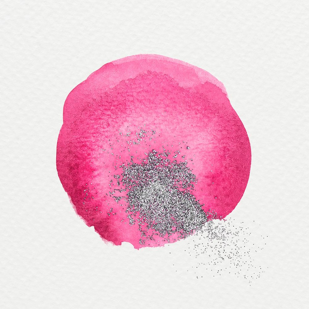 Pink watercolor stained paper, aesthetic collage element psd