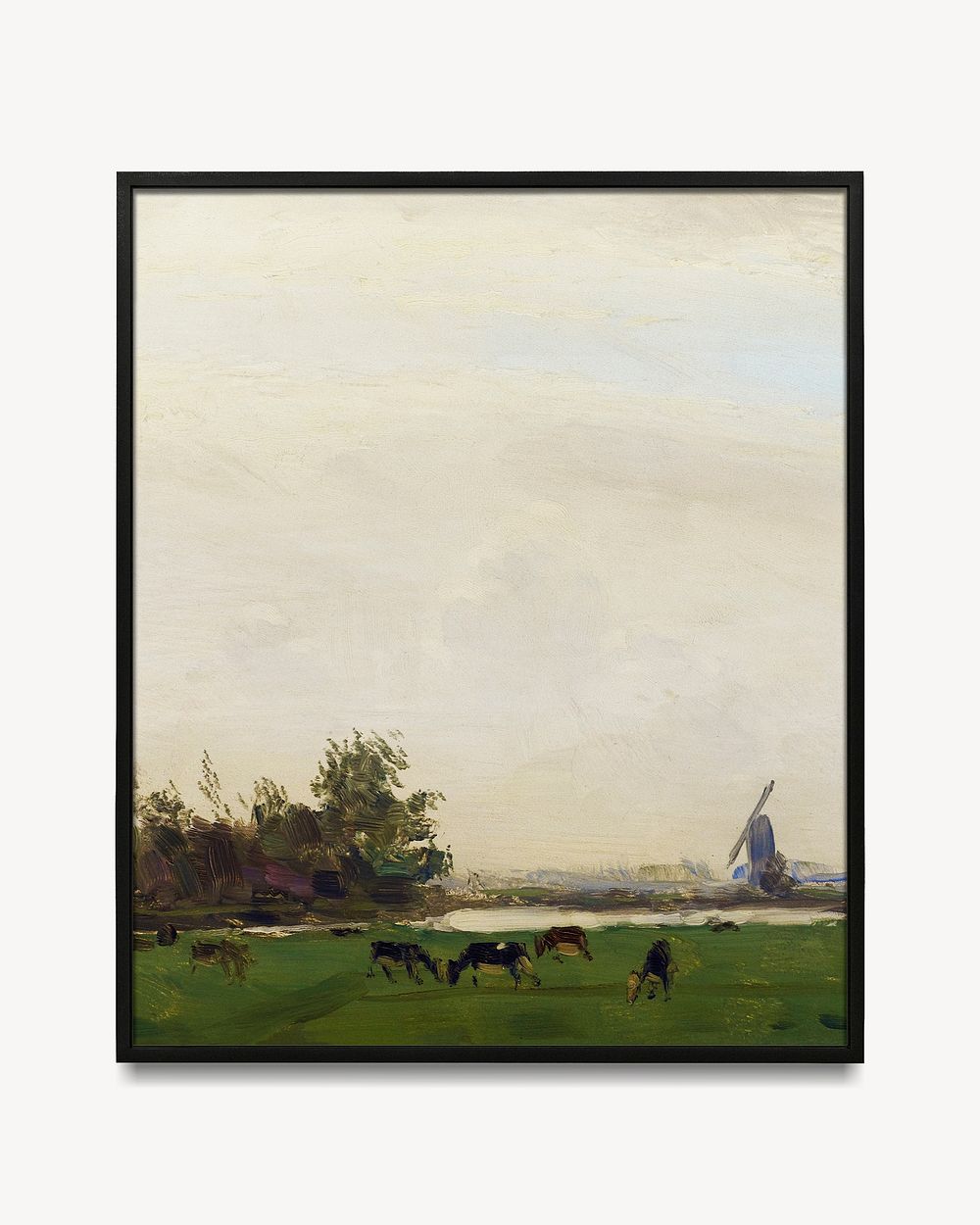 Meadow landscape illustration in frame