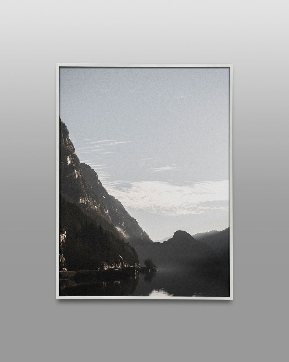 Gray picture frame psd mockup, editable design
