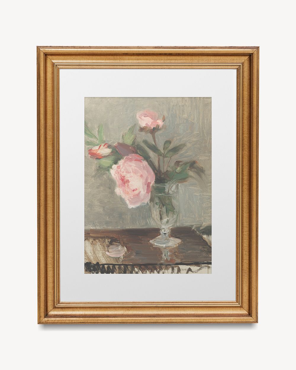 Berthe Morisot's Rose vintage illustration in picture frame, remixed by rawpixel