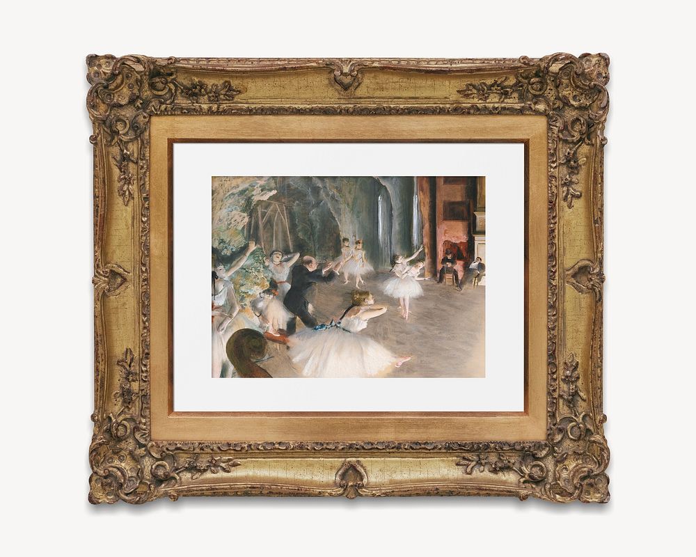 Edgar Degas' The Rehearsal Onstage in picture frame, remixed by rawpixel