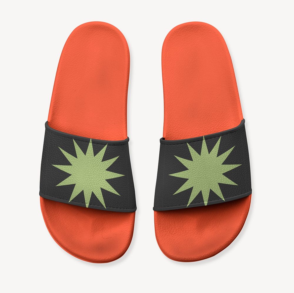 Orange flip-flop summer footwear isolated design