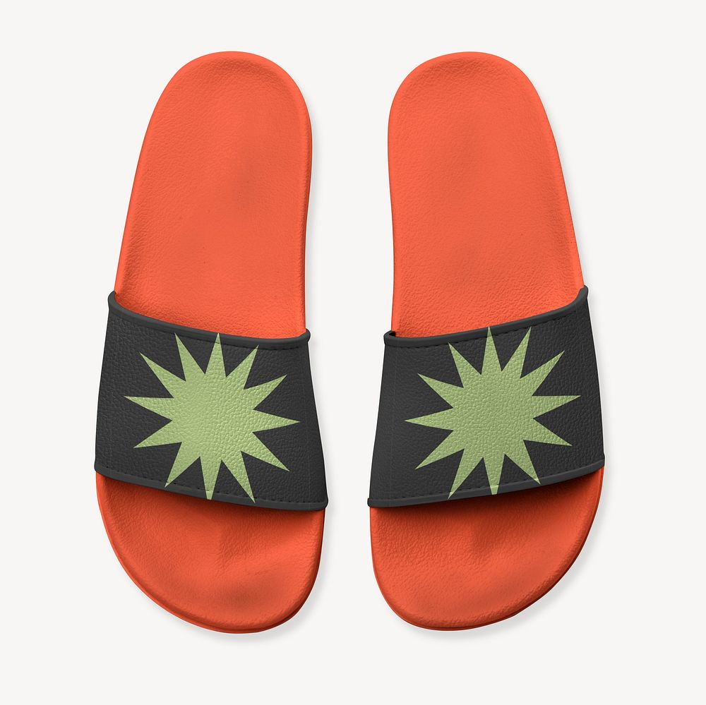 Orange flip-flop mockup, editable footwear psd