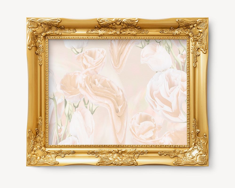 Rose in vintage premium gold frame