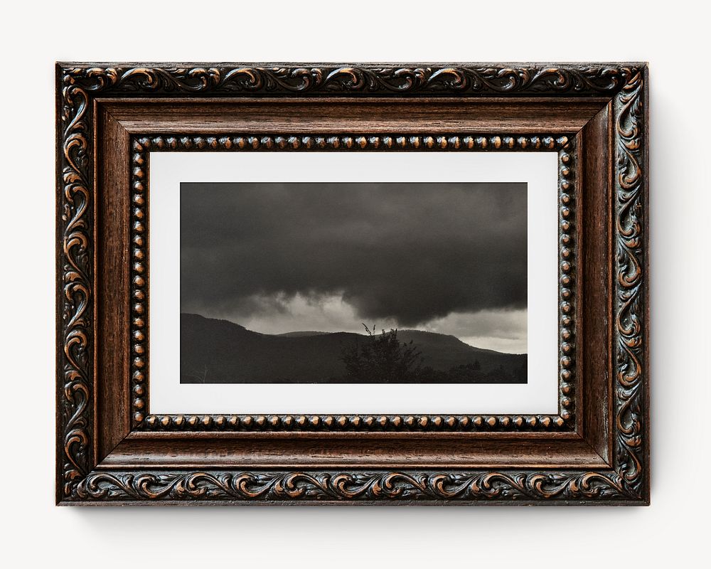Dark cloud landscape, brown frame