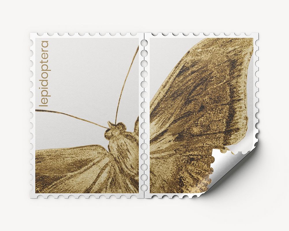 Moth stamp mockup psd