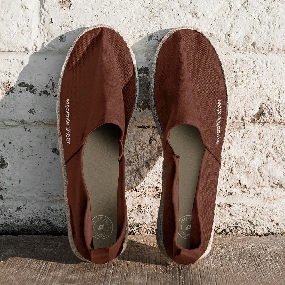 Brown espadrille shoes mockup psd fashion for men