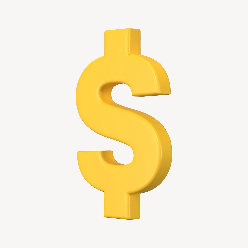 US dollar sign clipart, money currency exchange in 3D psd