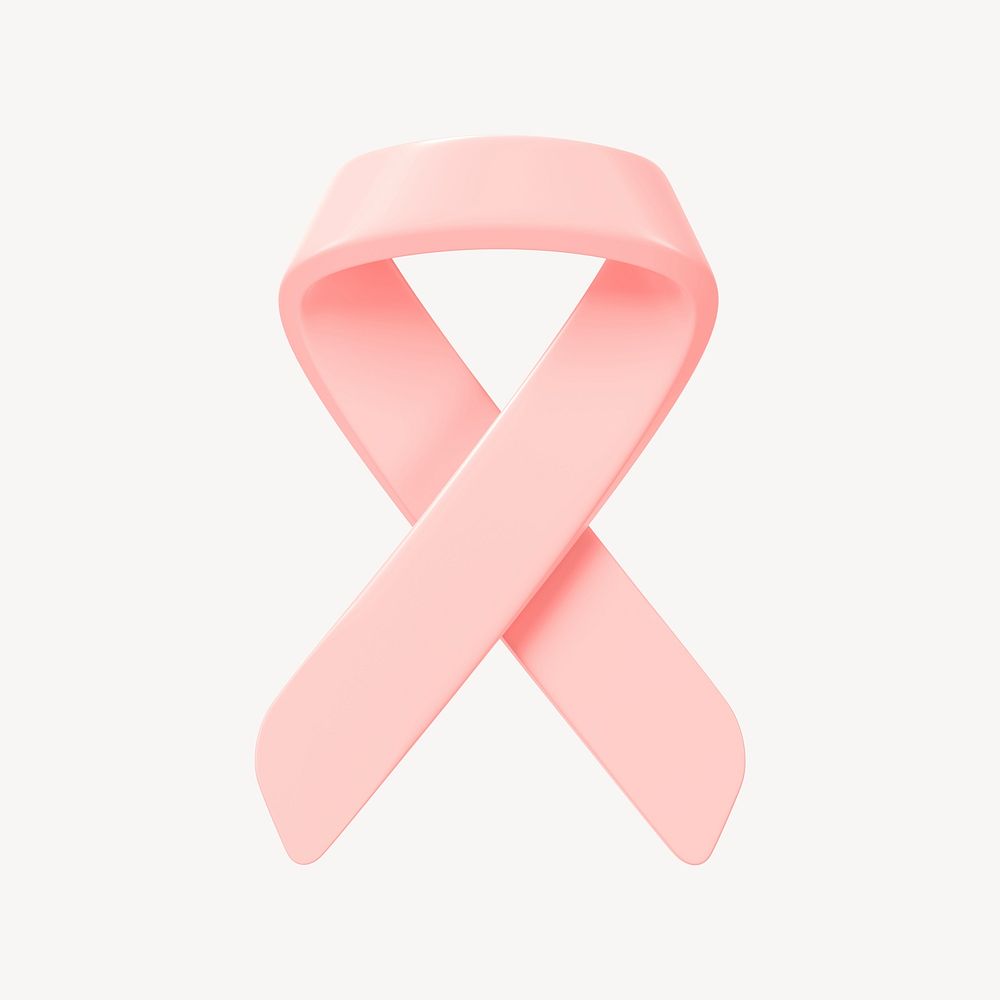 3D pink awareness ribbon clipart, breast cancer psd