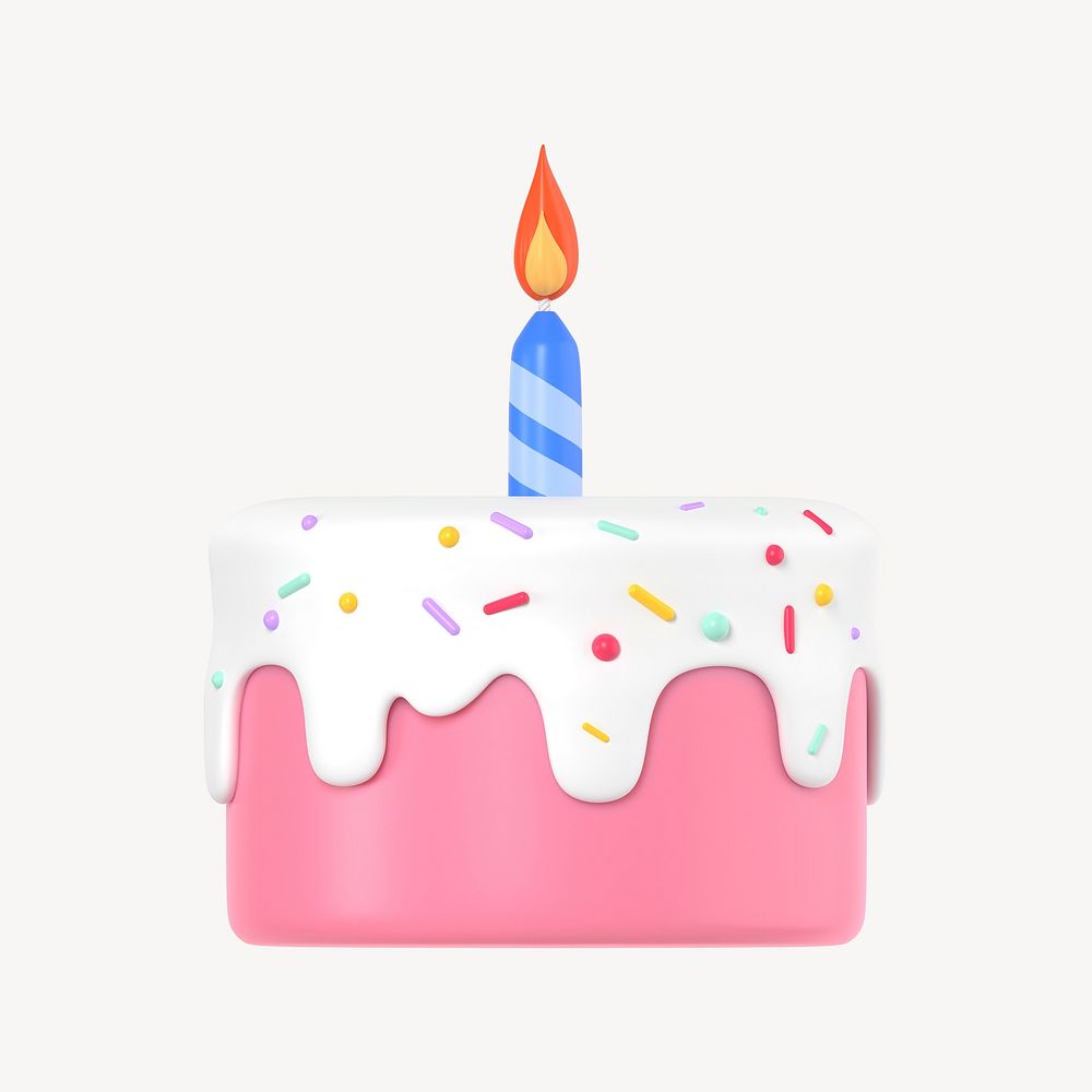 Cake clipart, 3d birthday graphic