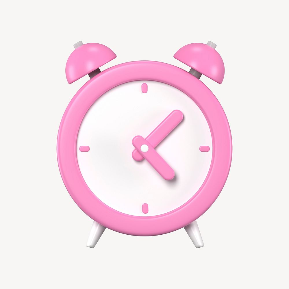 Pink alarm clock clipart, 3d graphic