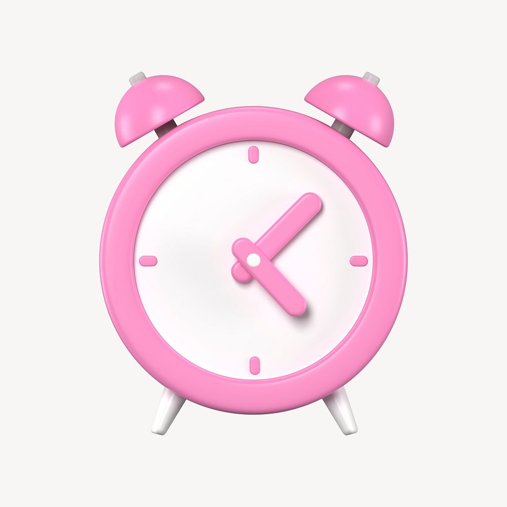 Pink alarm clock 3d clipart, business graphic psd