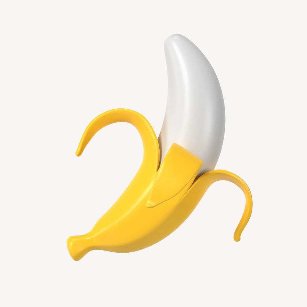 Banana clipart, 3d fruit graphic