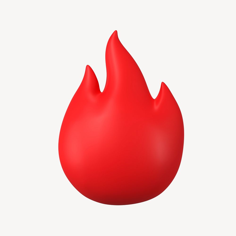 Red flame 3D, flash sale icon illustration