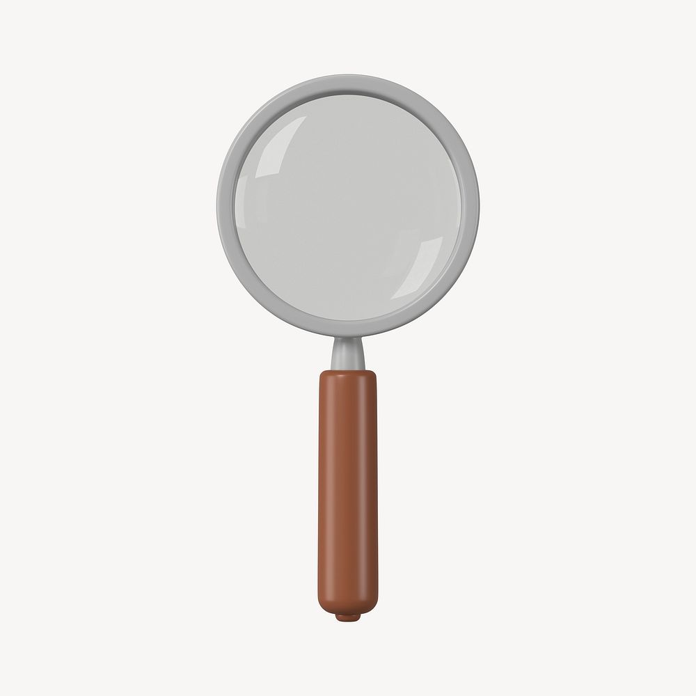 3D magnifying glass sticker, science education graphic psd