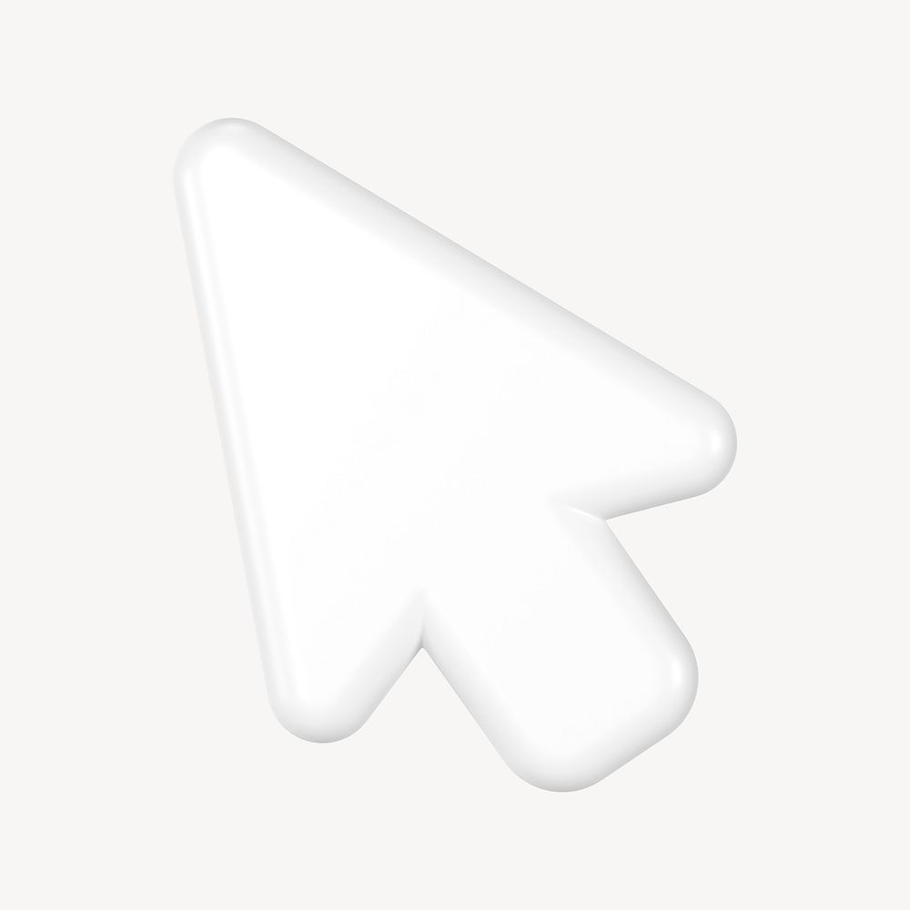 3D arrow cursor clipart, UI indicator symbol