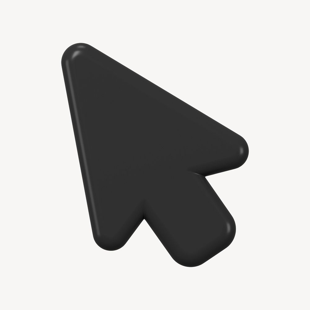 3D arrow cursor clipart, UI indicator symbol