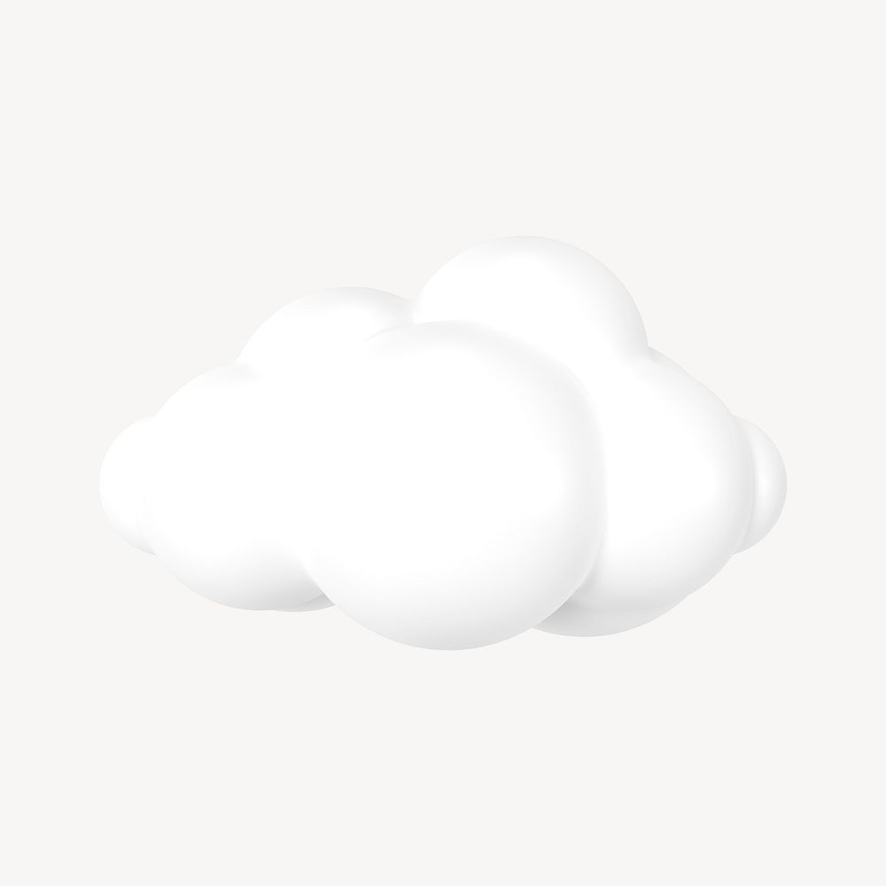 White cloud clipart, 3D illustration, weather graphic