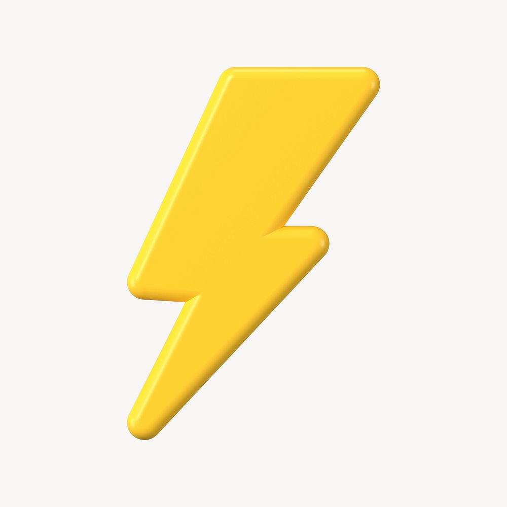 3D thunderbolt clipart, flash sale symbol psd