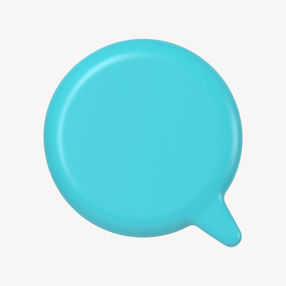 3D speech bubble badge, circle shape graphic psd