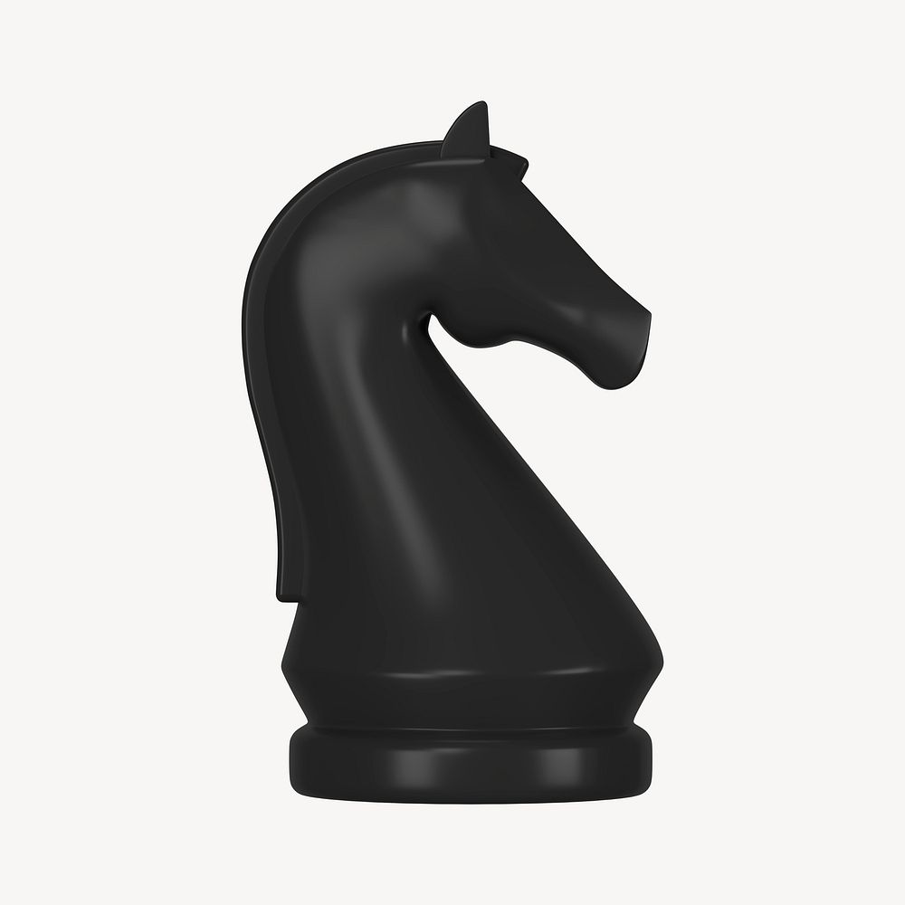 Knight chess piece clipart, 3D business symbol graphic psd