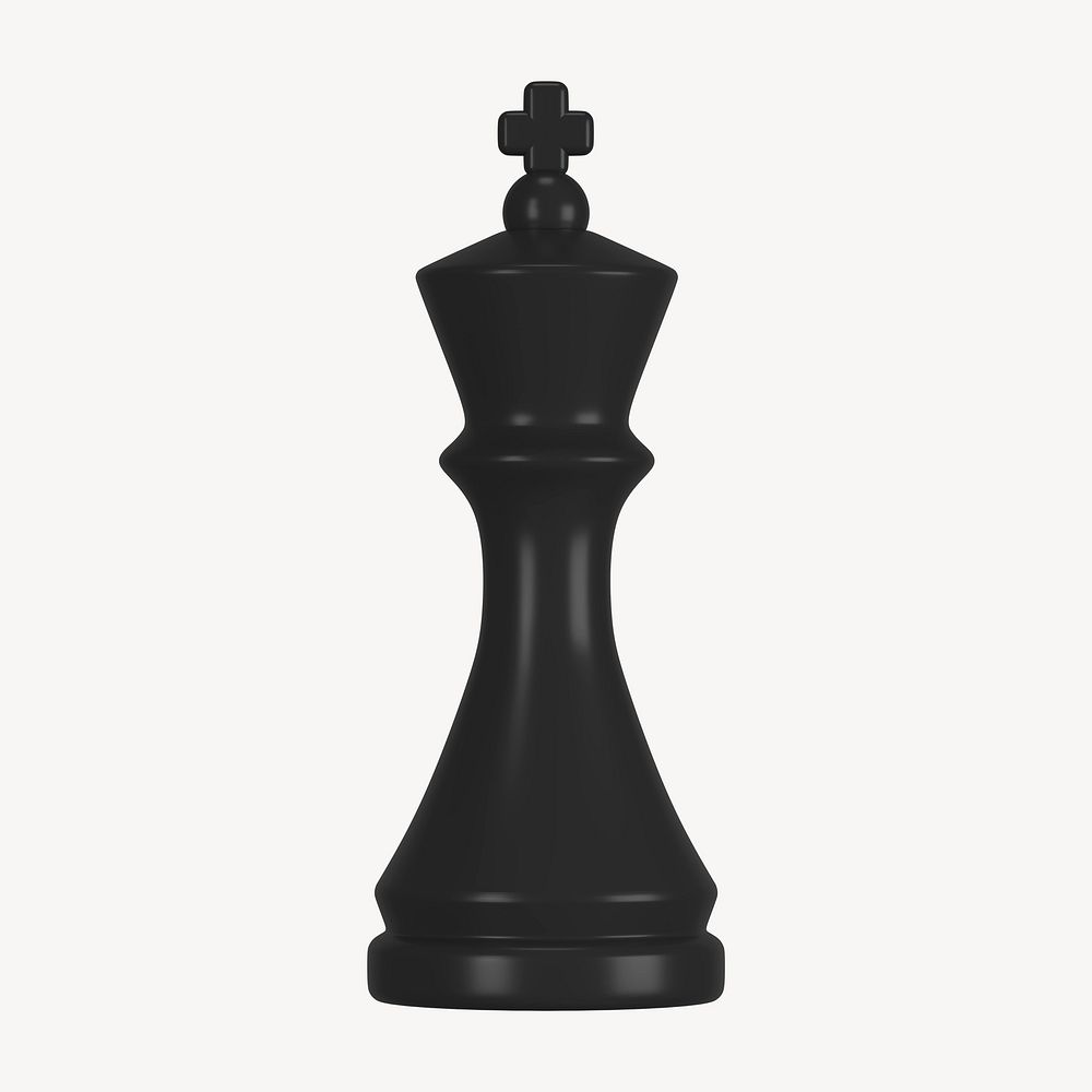 King chess piece clipart, 3D black graphic