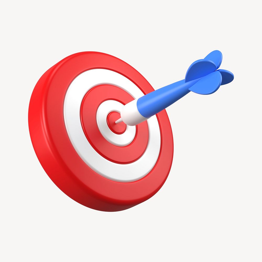 3D dartboard sticker, business target graphic psd