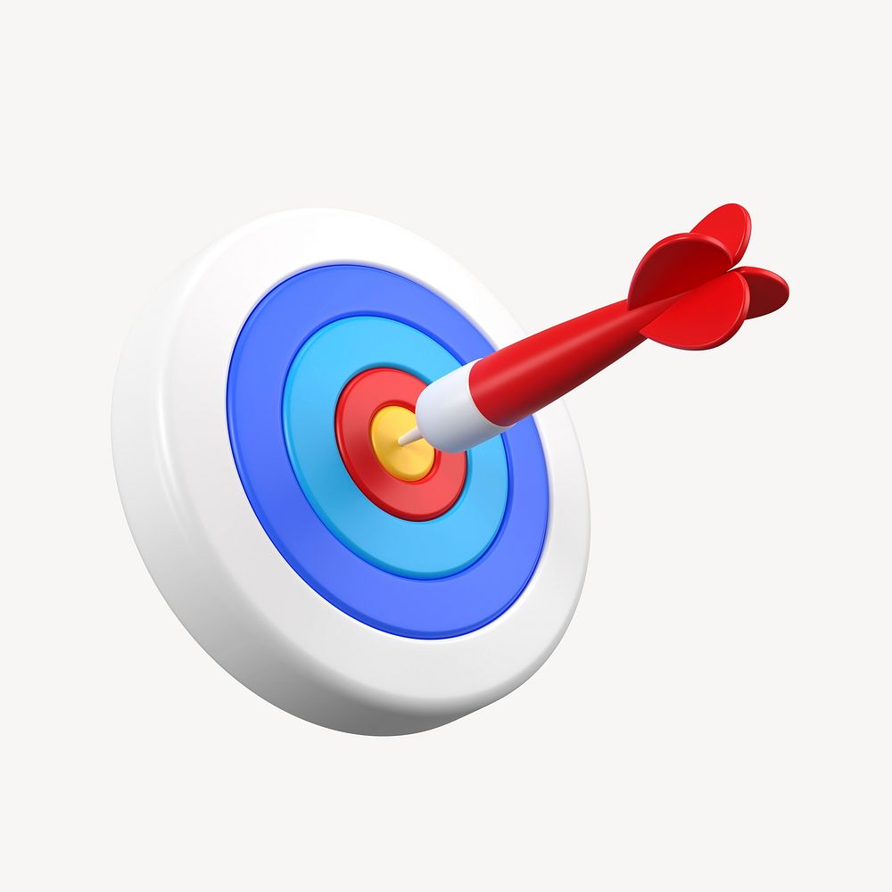 3D bullseye clipart, business accomplishment graphic