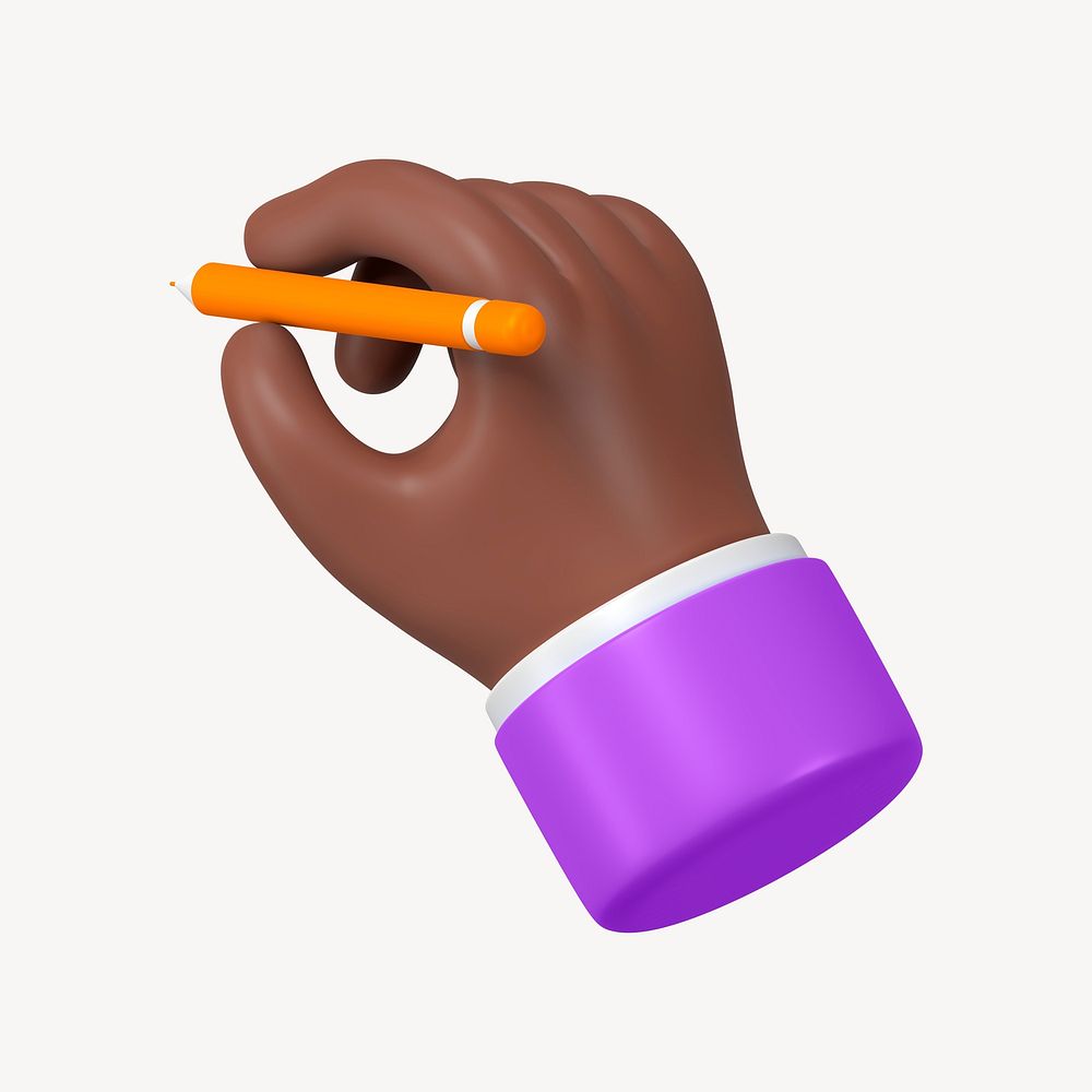 Black businessman's hand holding pencil, 3D illustration psd