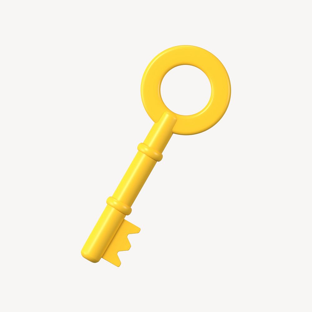 Vintage key clipart, 3D estate symbol