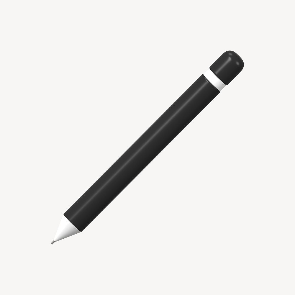 3D pen clipart, black stationery illustration