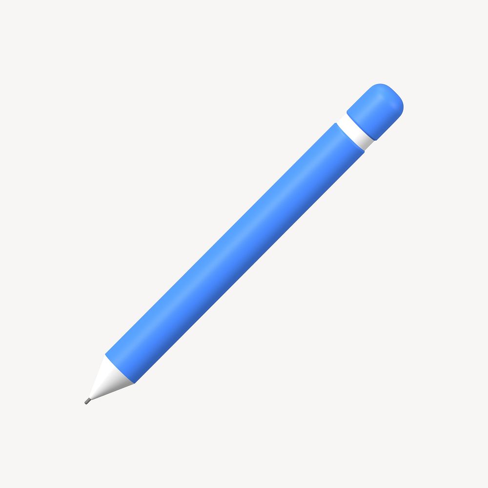 Blue pen clipart, 3D stationery illustration