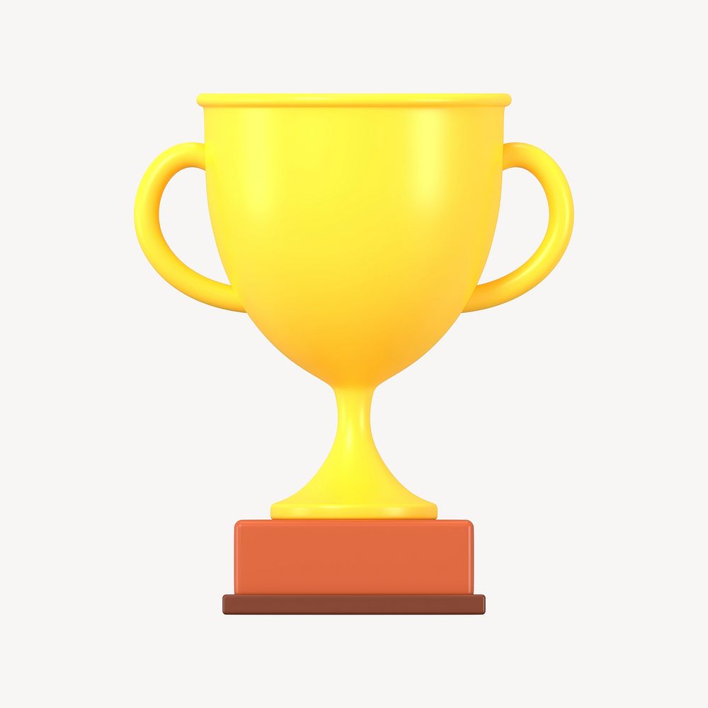 3D golden trophy clipart, prize for 1st place