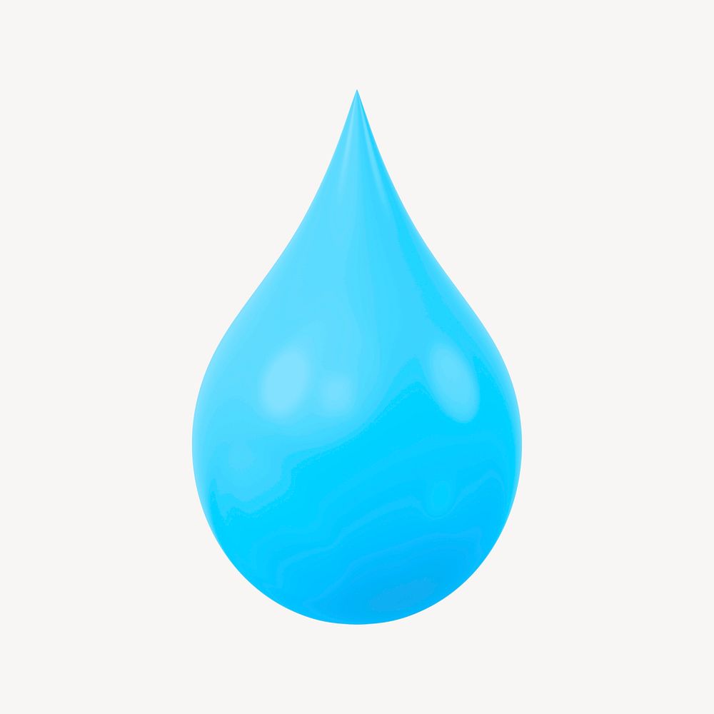 Water drop, environment 3D icon sticker psd