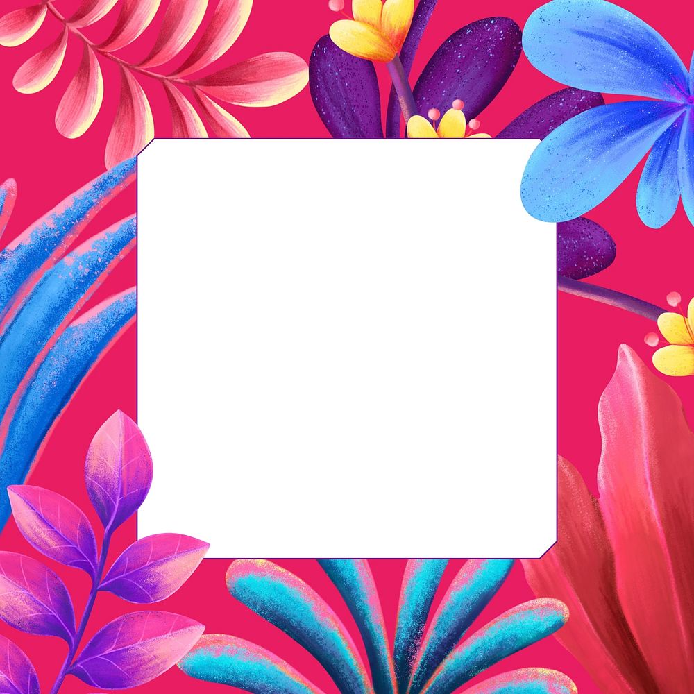 Pink tropical frame background, drawing design