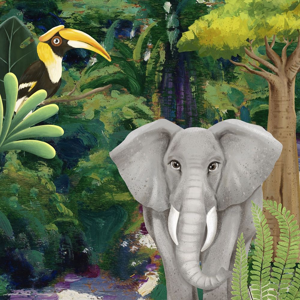 Jungle animals background, drawing design