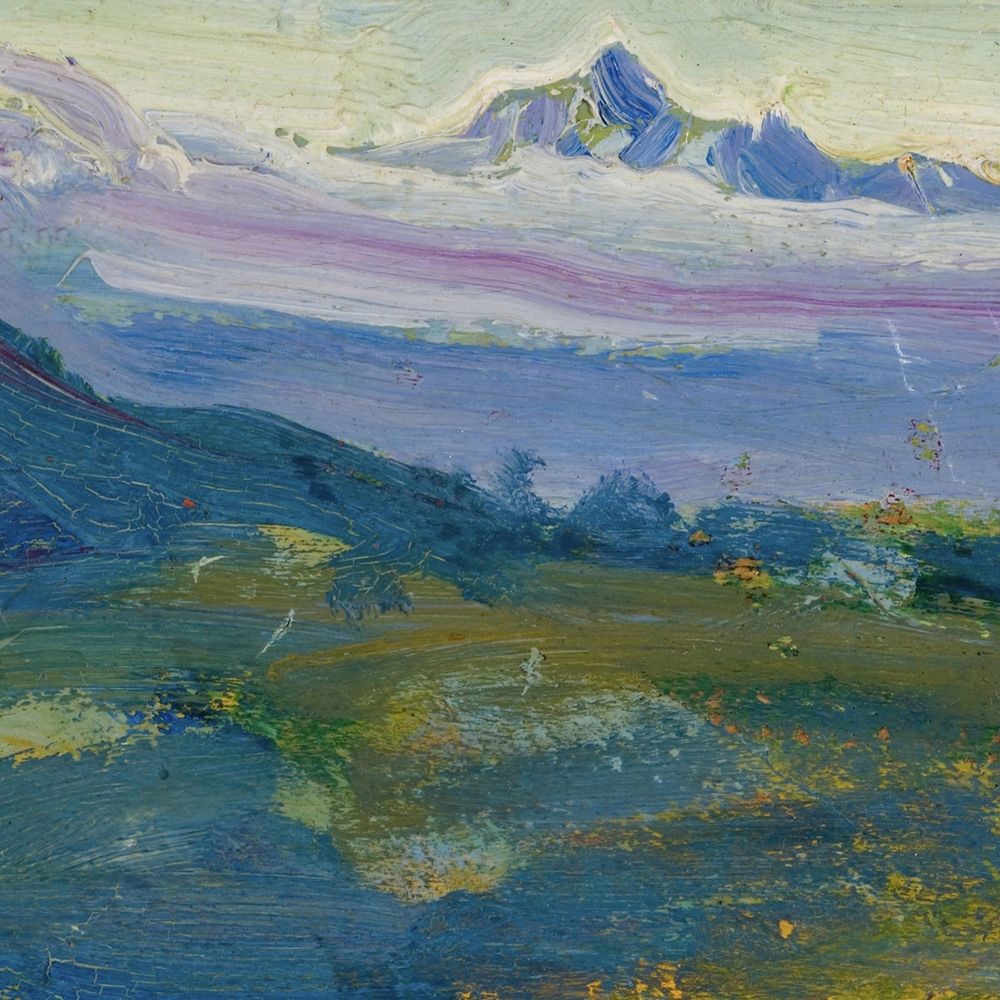 Nature painting background, mountain landscape design