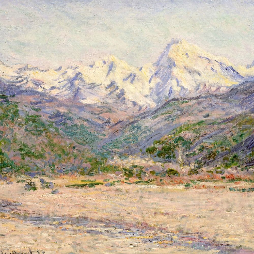 Nature landscape painting background, mountain design
