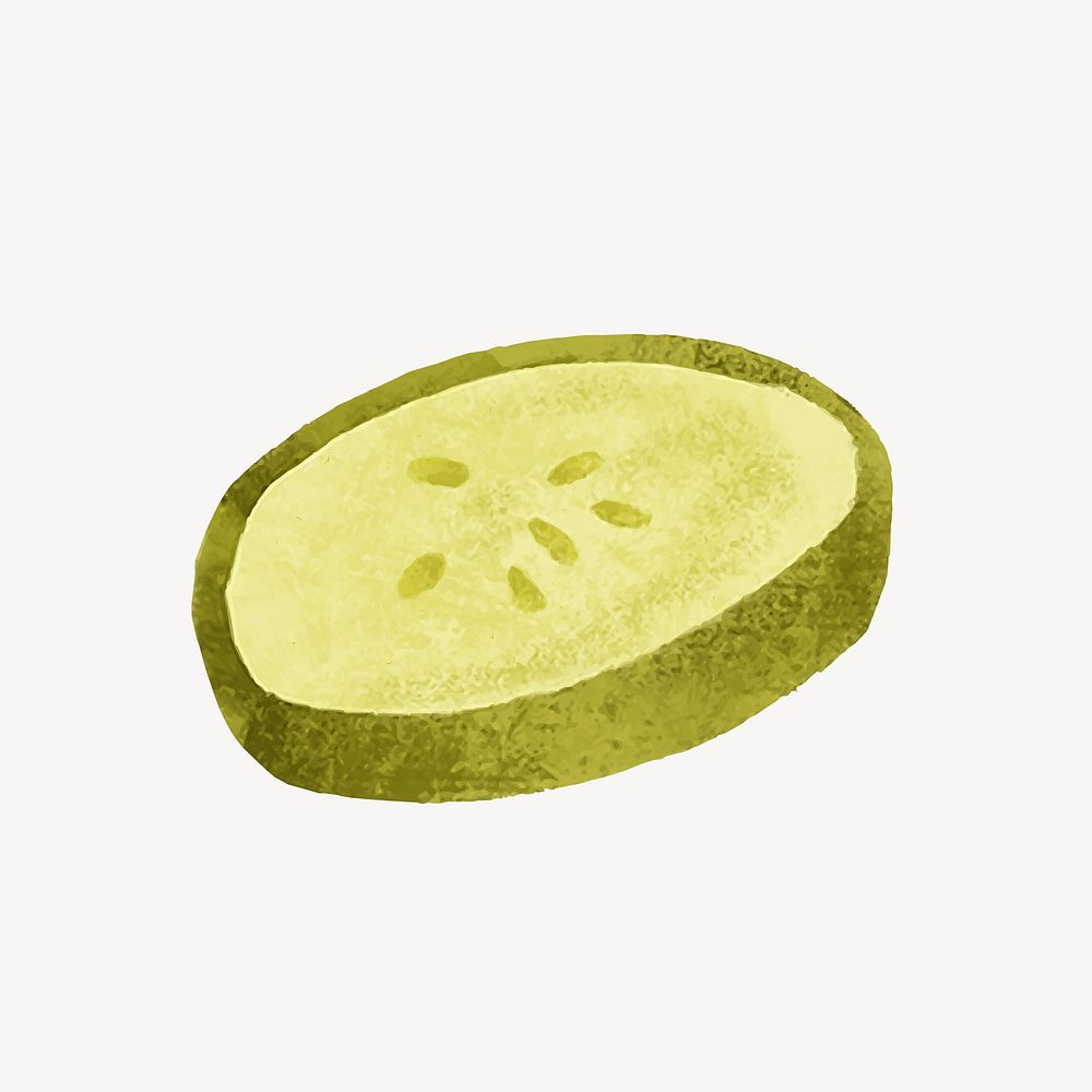 Pickle slice drawing collage element vector