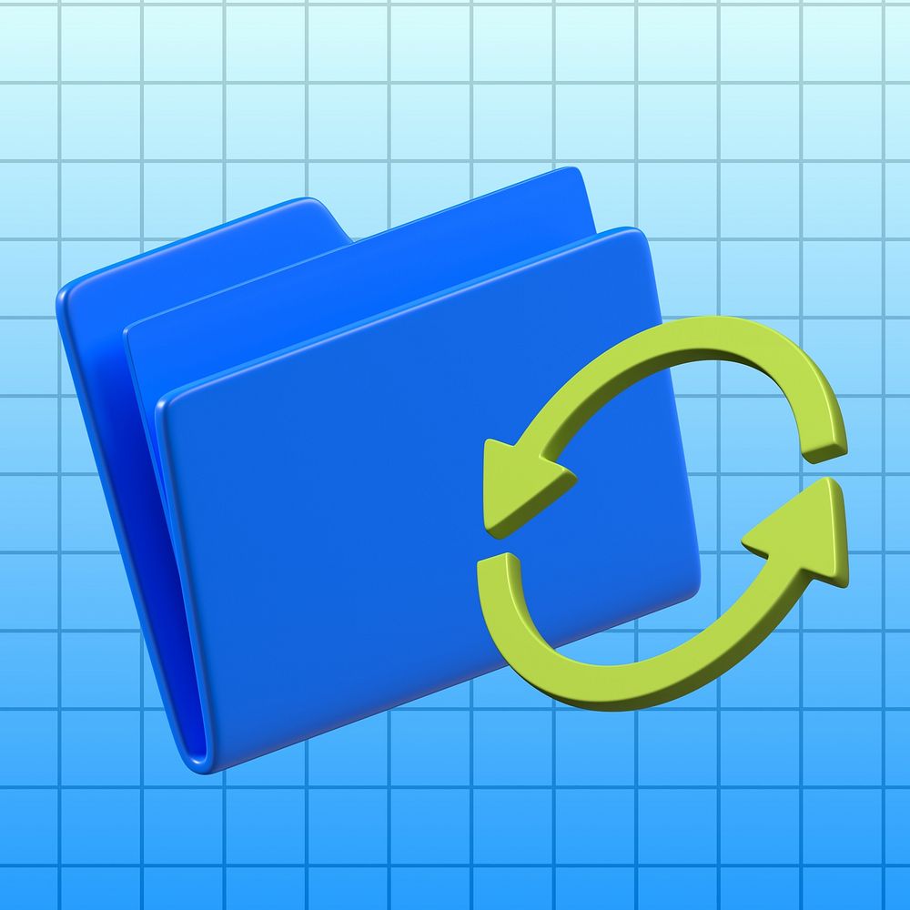 Sync folder icon 3D icon, business illustration remix design