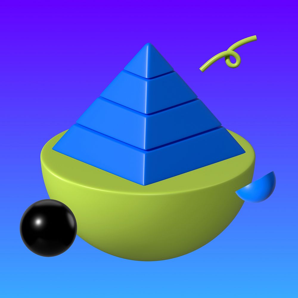 3D pyramid graph, business illustration remix design