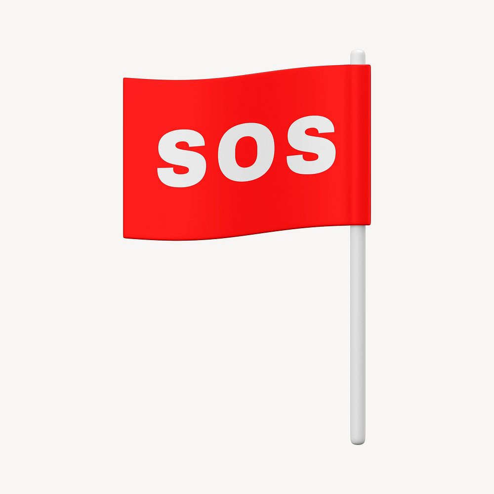SOS flag mockup, 3D rendered design psd