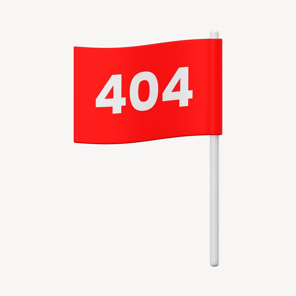404 flag mockup, 3D rendered design psd