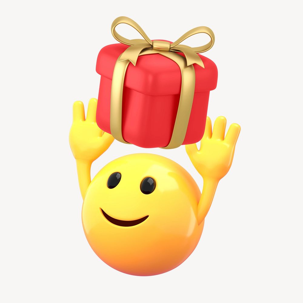 Present box emoji, 3D emoticon illustration